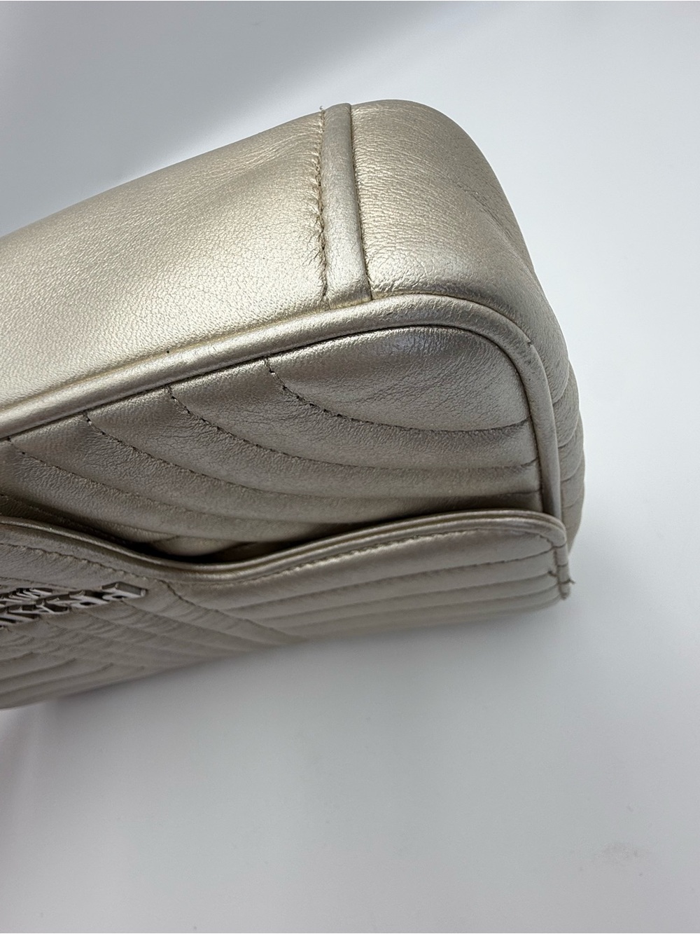 Prada Metallic Champagne Quilted Shoulder Bag with Chain Strap - Picture 7 of 13